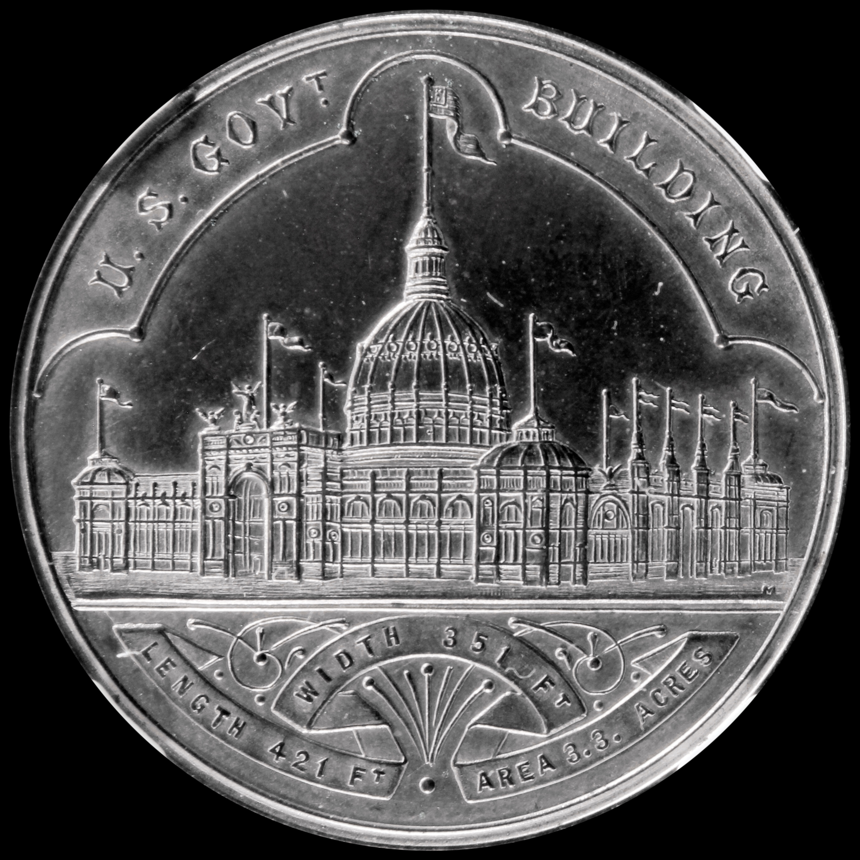 HK-155C 1893 Columbian Exposition Small Letters EXCEPTIONALLY SCARCE SILVER-PLATED Official SCD