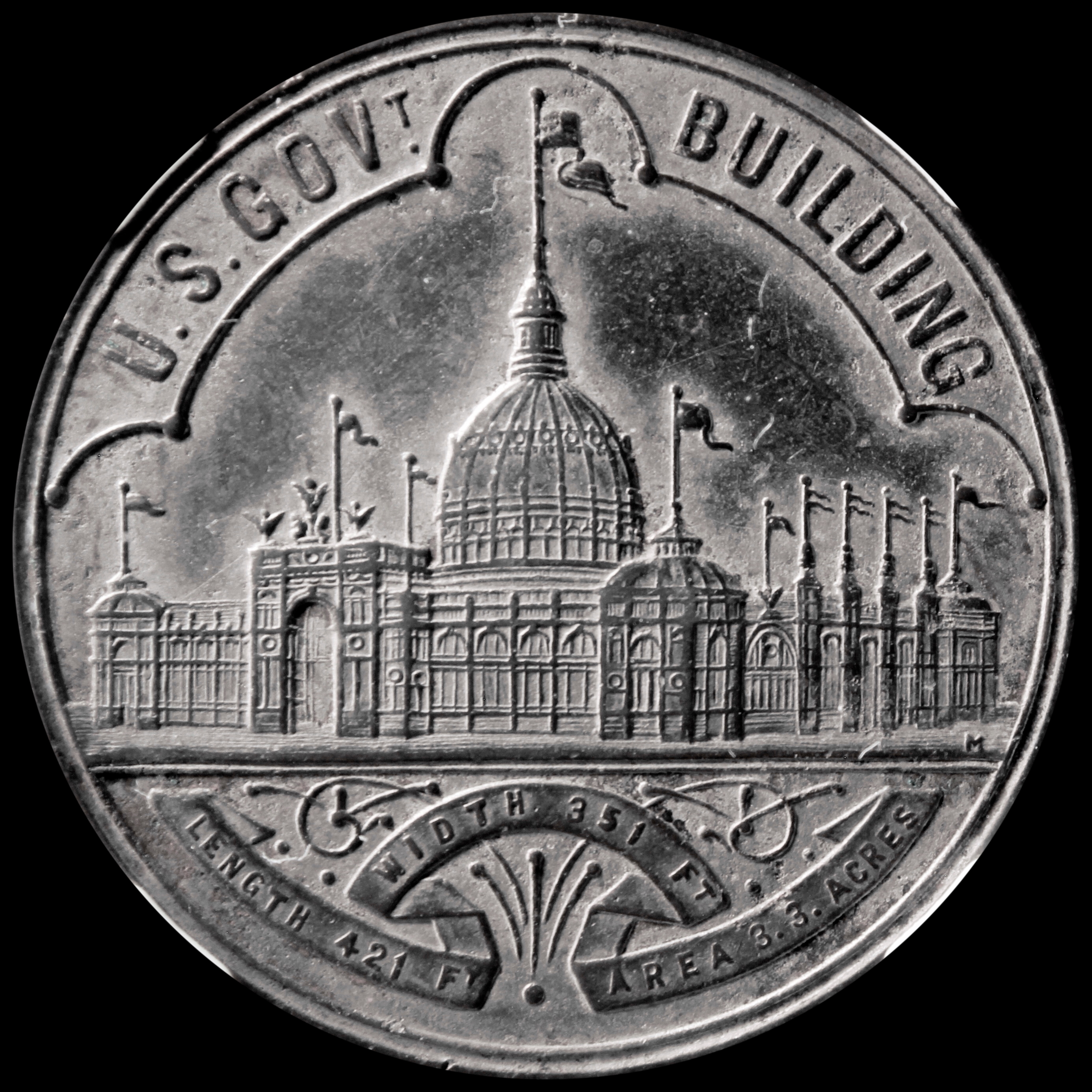 HK-154 SILVERED 1893 Columbian Exposition Large Letters Silver-Plated Official SCD