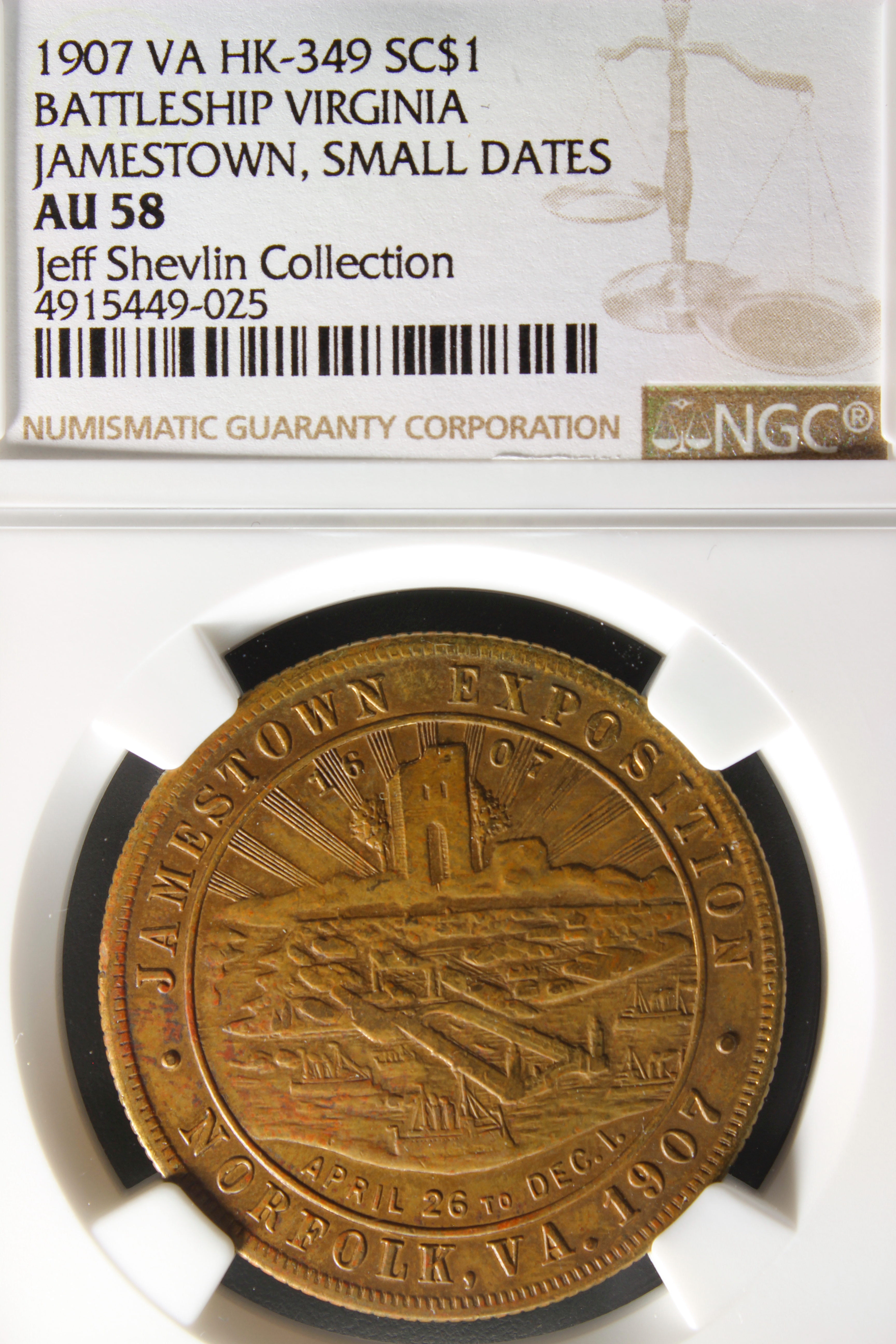 HK-349 1907 Jamestown Tercentennial Exposition Aerial View SCD – Obverse 2/ Reverse 6