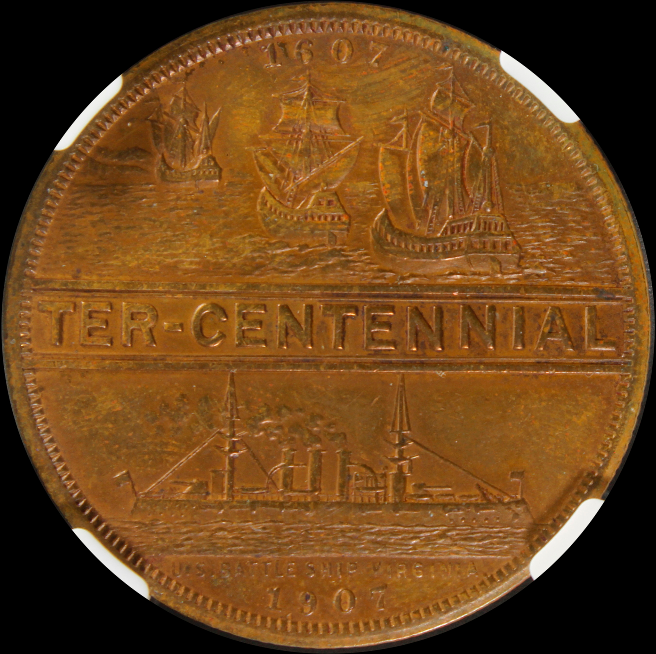 HK-349 1907 Jamestown Tercentennial Exposition Aerial View SCD – Obverse 2/ Reverse 6