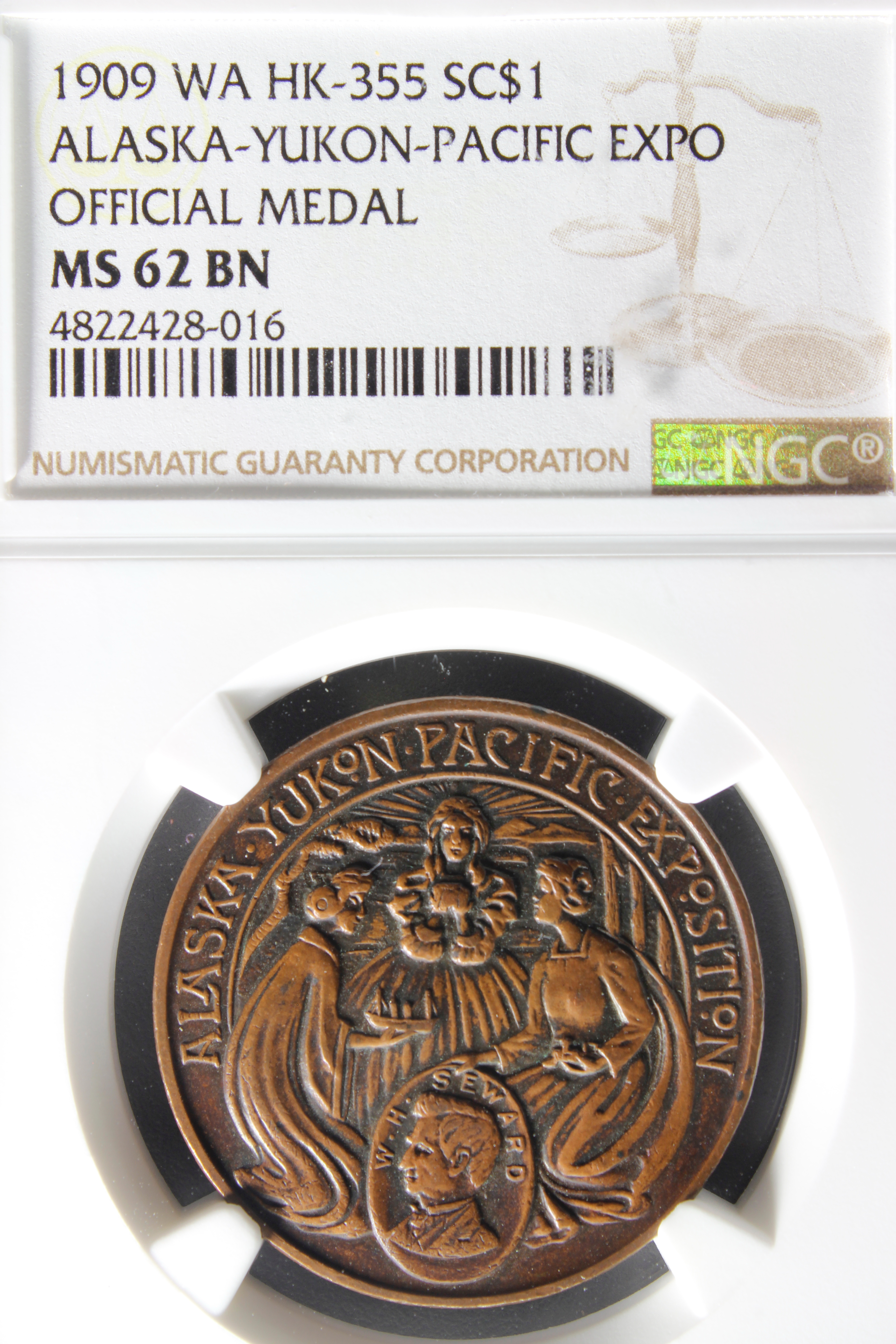 HK-355 1909 Alaska-Yukon-Pacific Exposition Official SCD – Copper