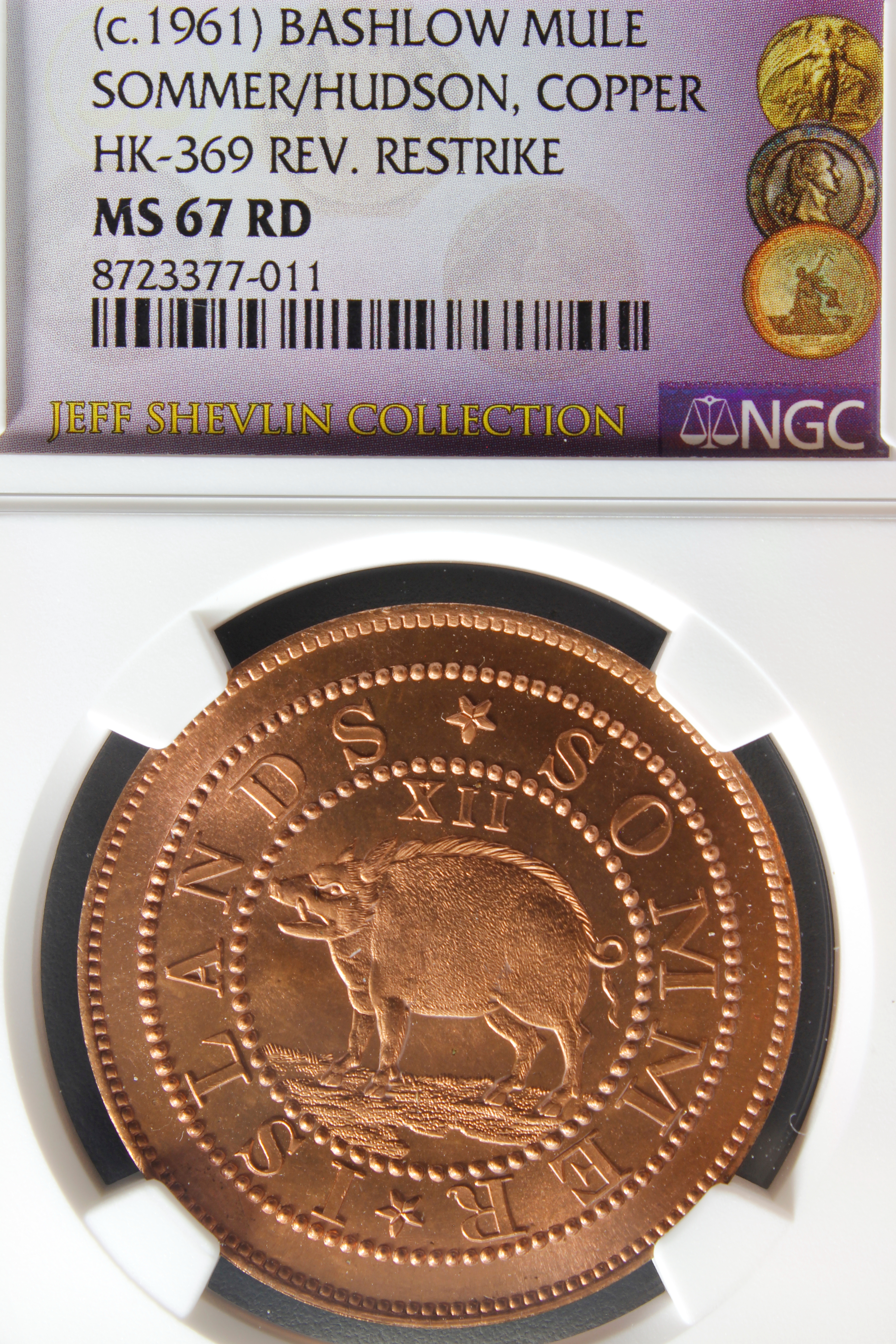 HK-370A UNLISTED 1961 Bashlow Sommer Island / Hudson Restrike SCD – HK-369 reverse die – Copper