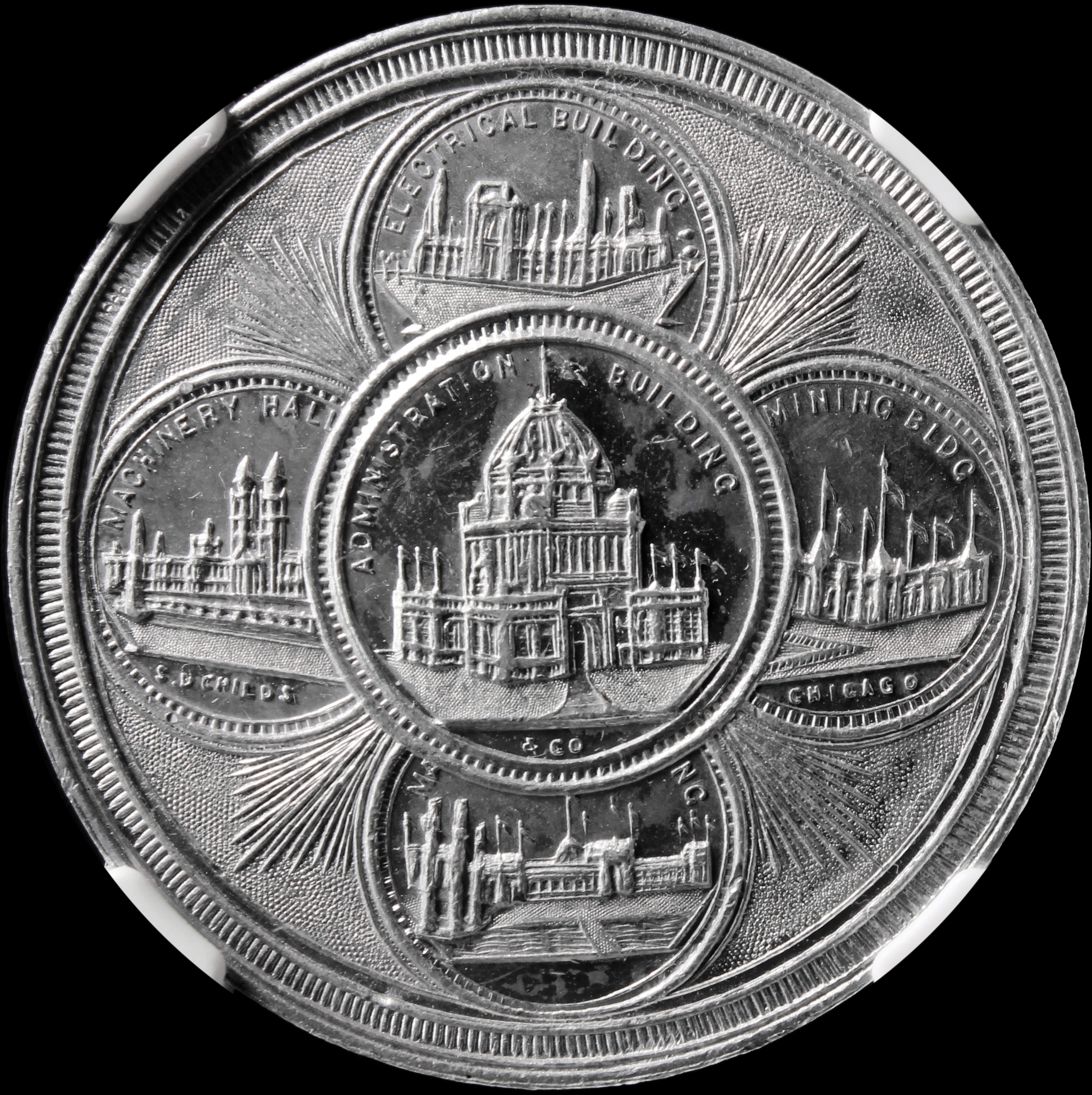 HK-170 UNL 1893 Columbian Childs Five Edifices With Rays / Wonderful Aluminum SCD