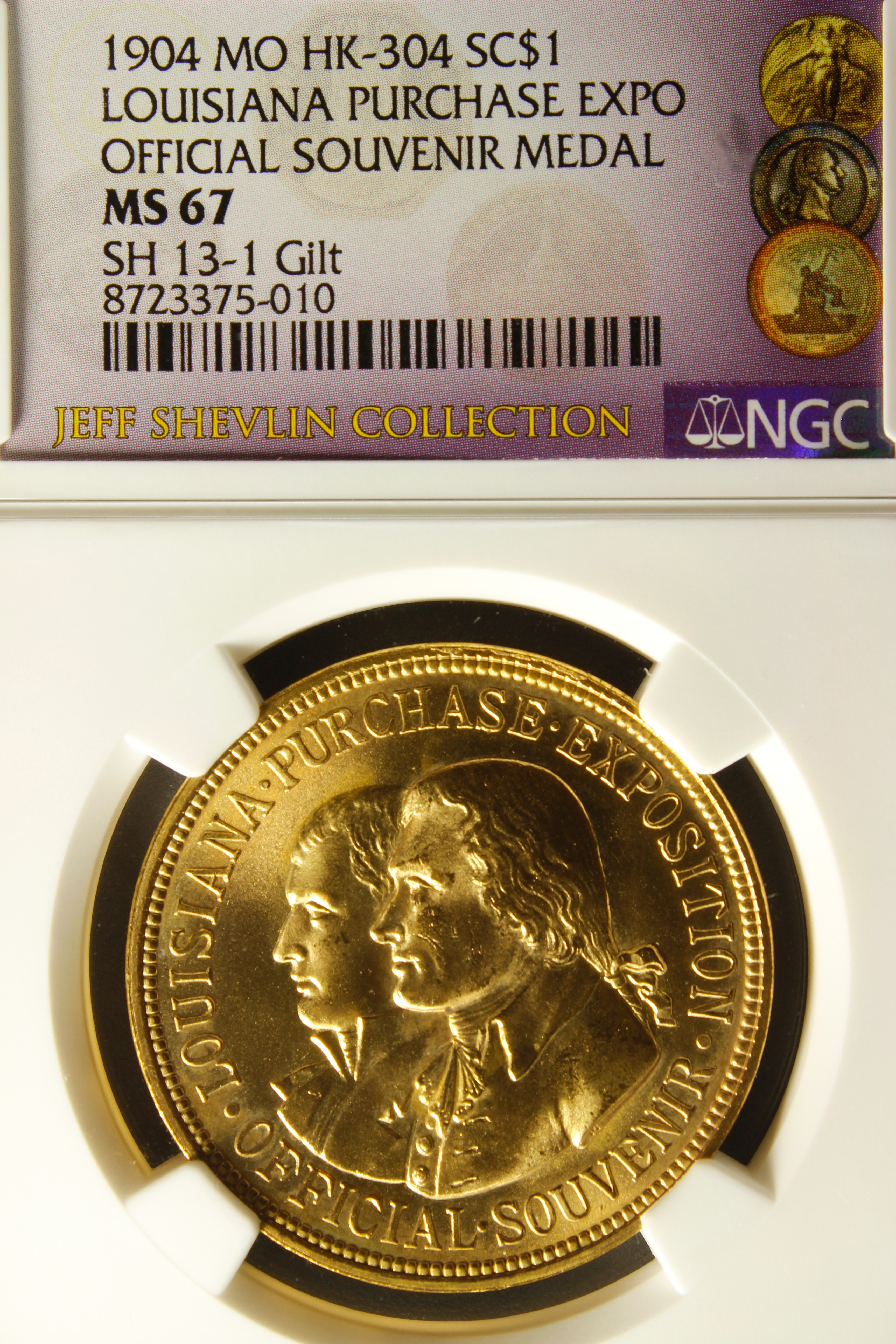 HK-304 1904 Louisiana Purchase Exposition Gold-Plated Official SCD