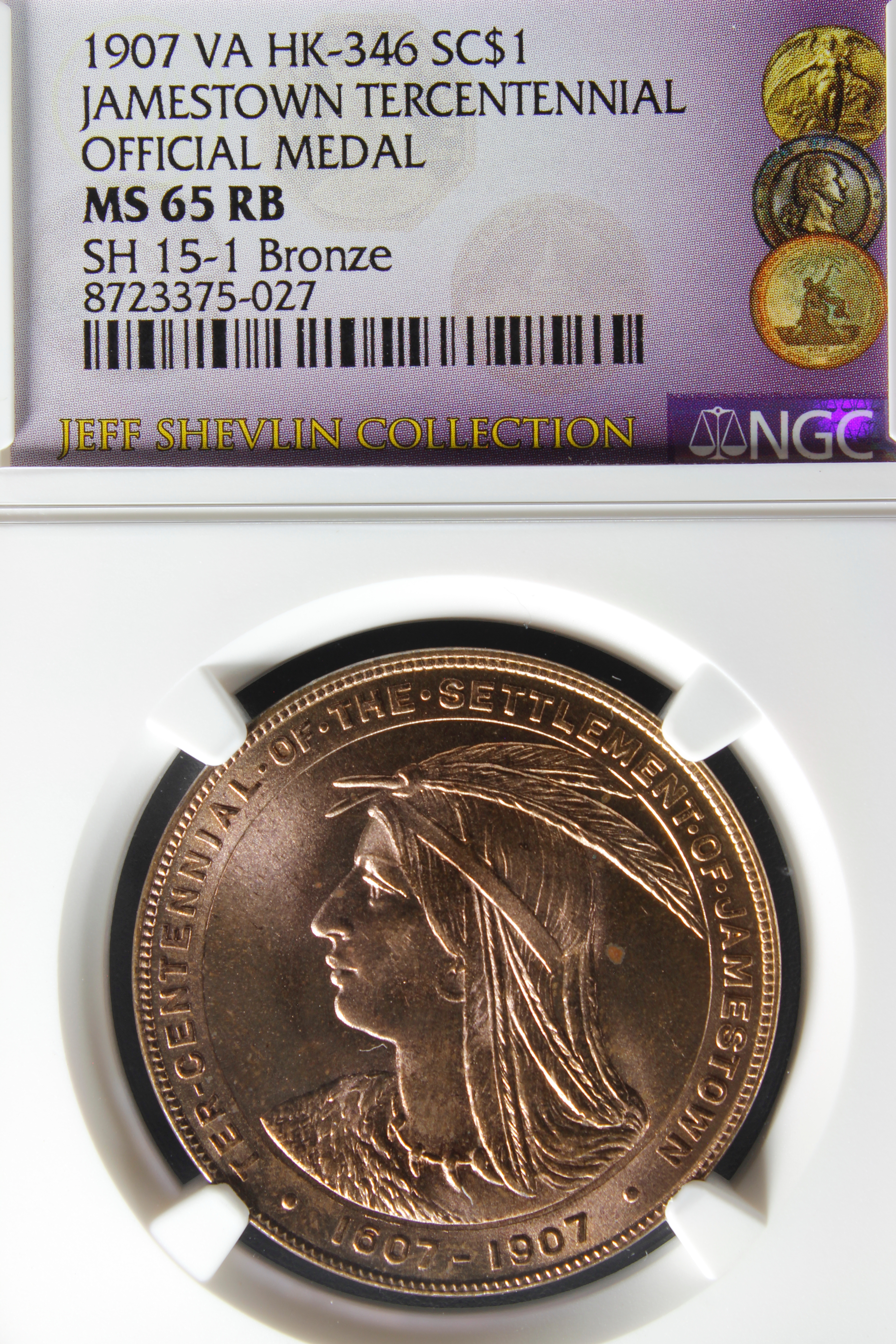 HK-346 1907 Jamestown Tercentennial Exposition Official SCD – Bronze