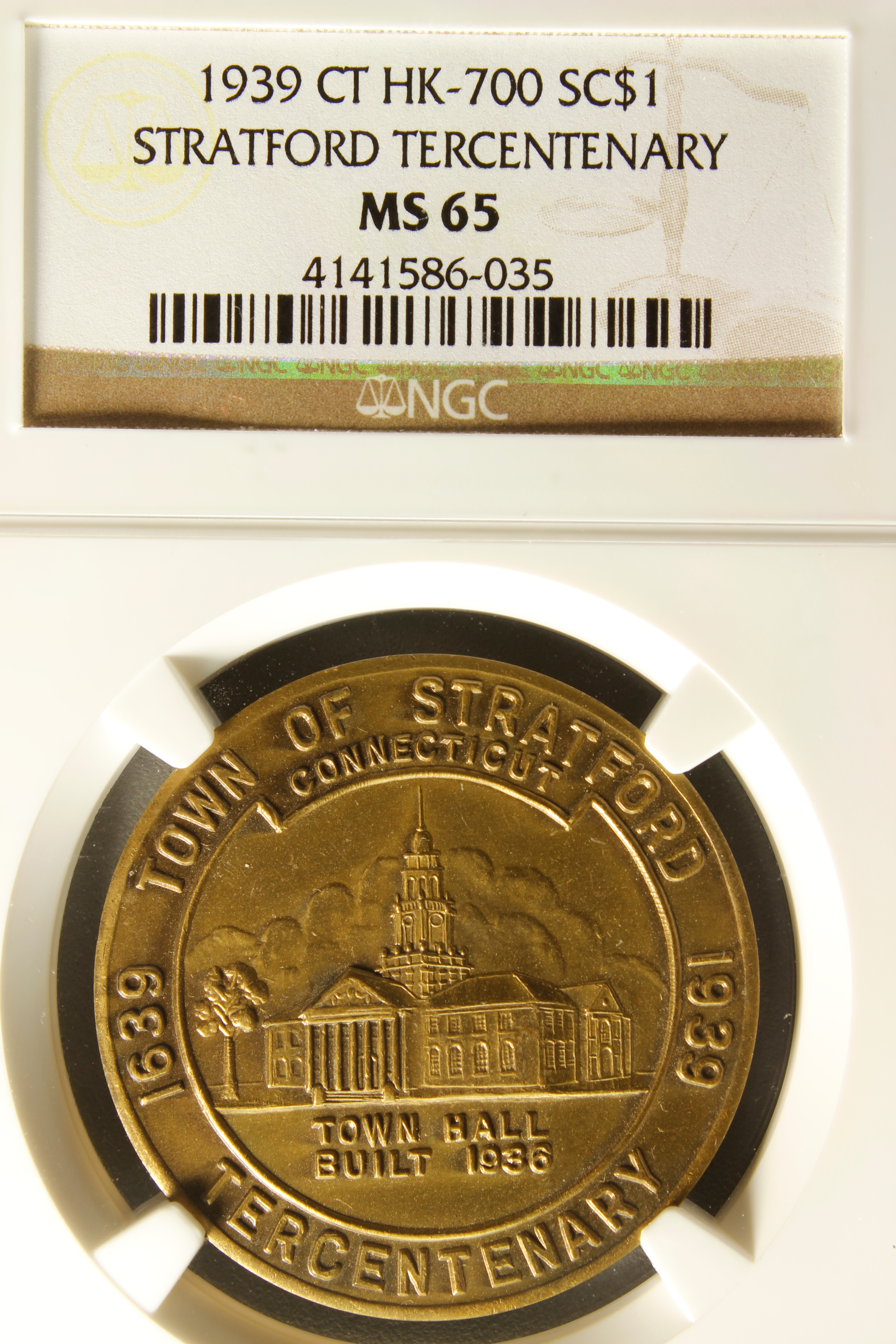 HK-700 1939 Stratford Connecticut Tercentennial SCD