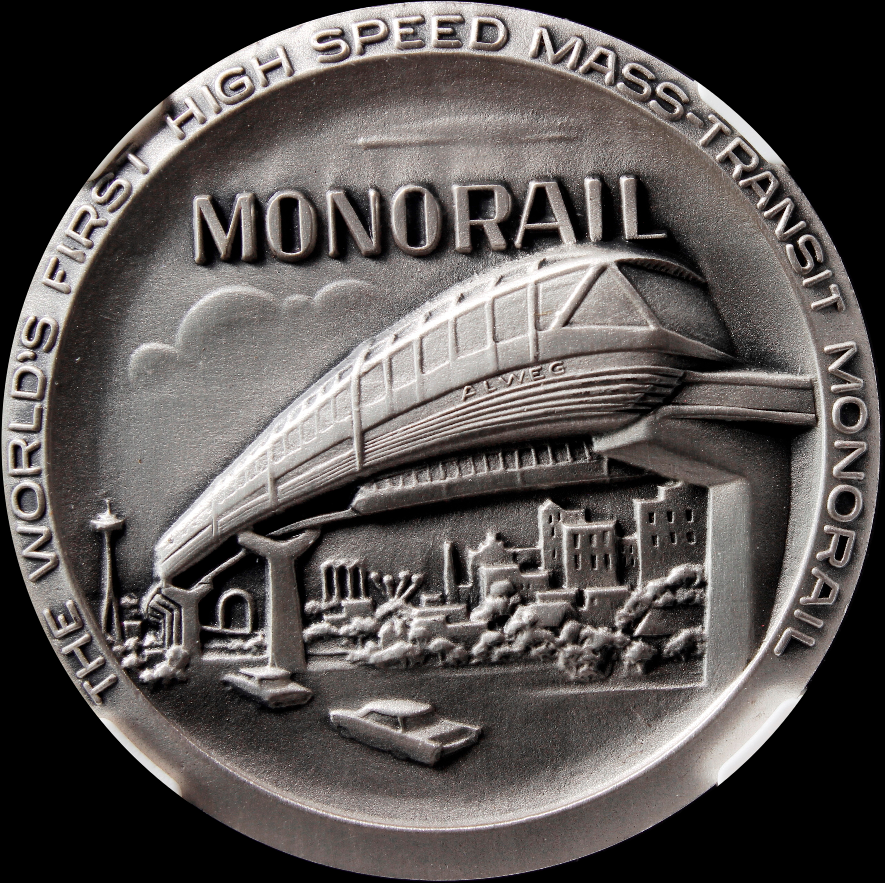 1962 Century 21 Exposition High Relief Silver Monorail SCD