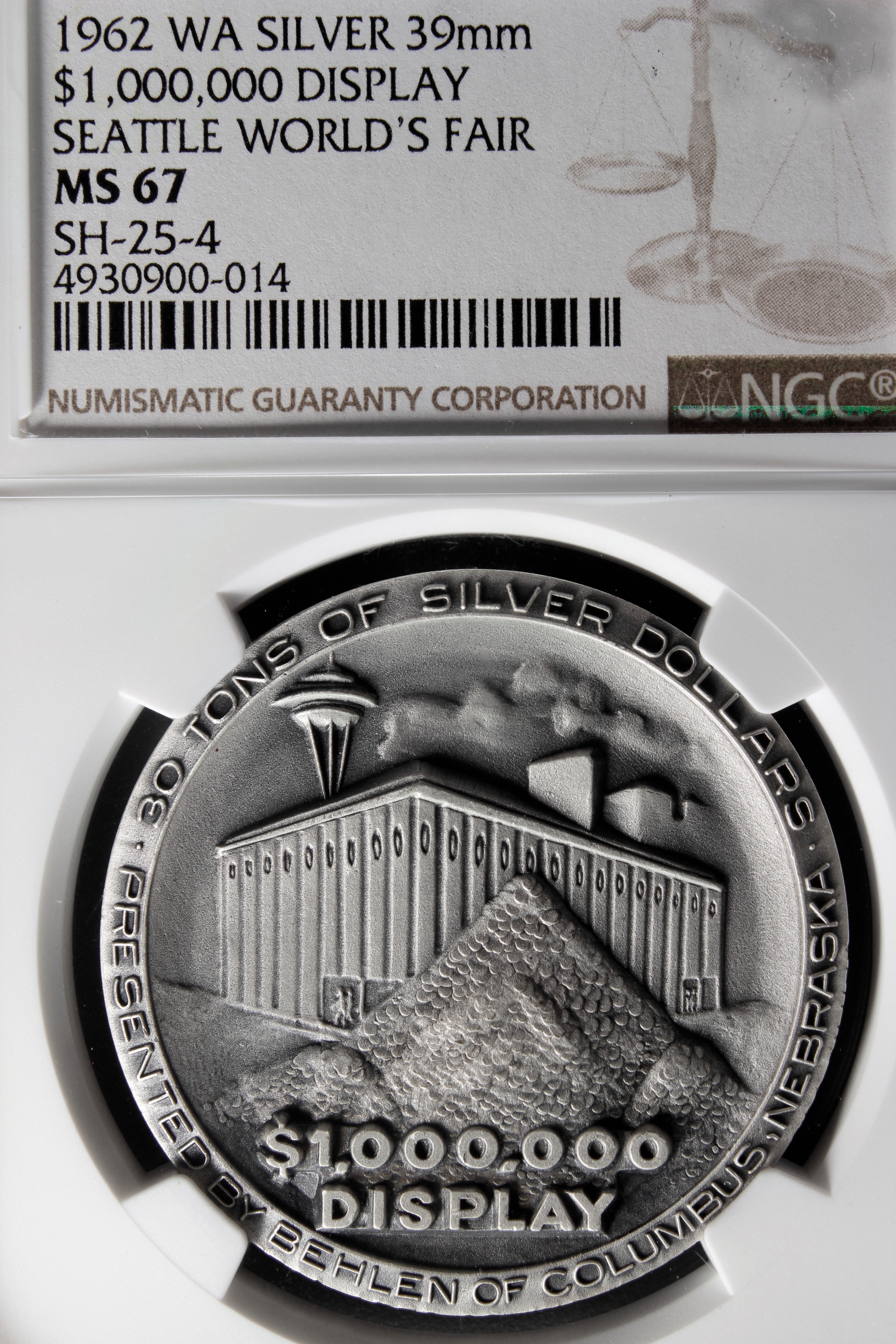 1962 Century 21 Exposition High Relief Silver World of Science SCD