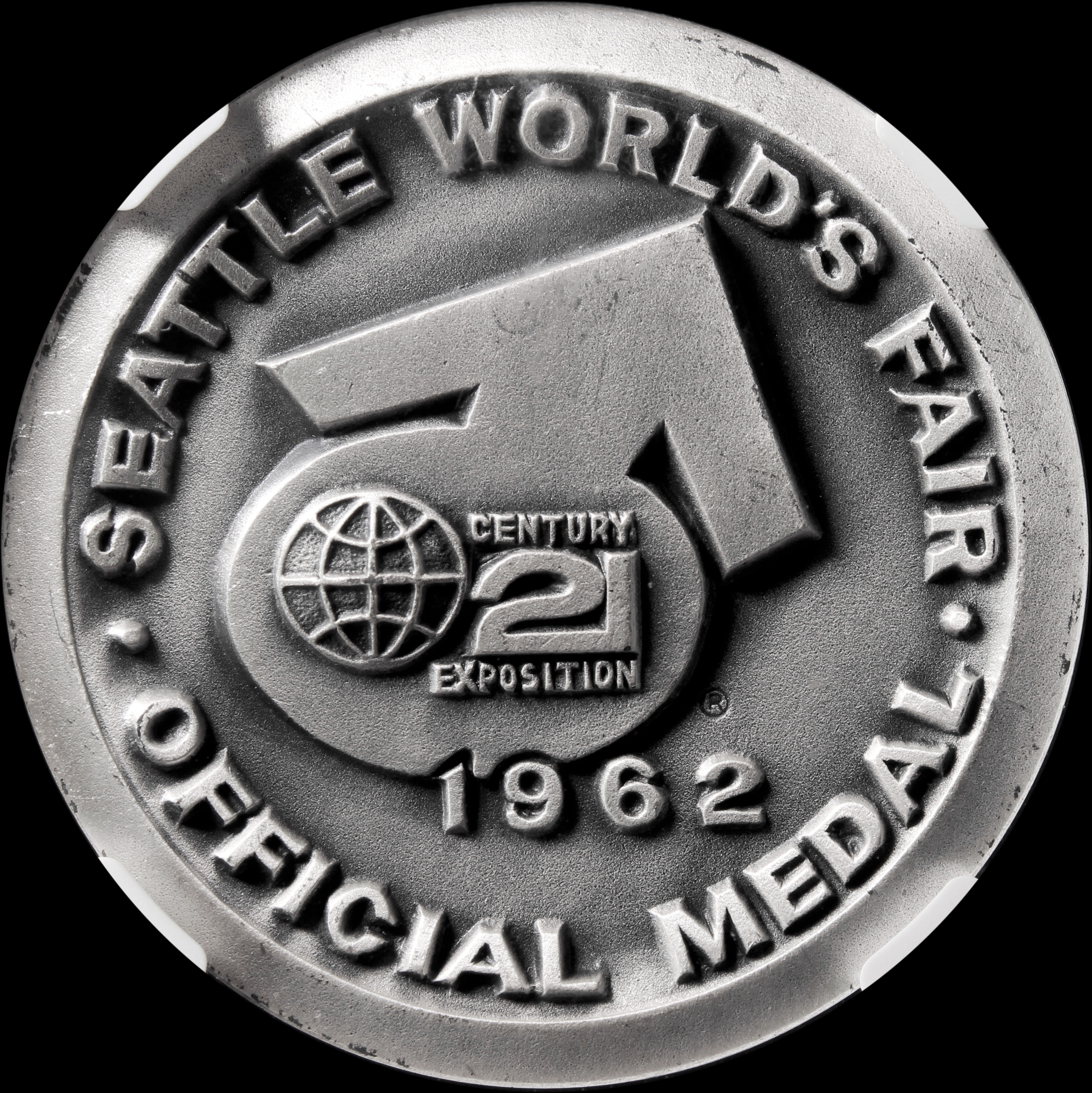 1962 Century 21 Exposition High Relief Silver World of Science SCD