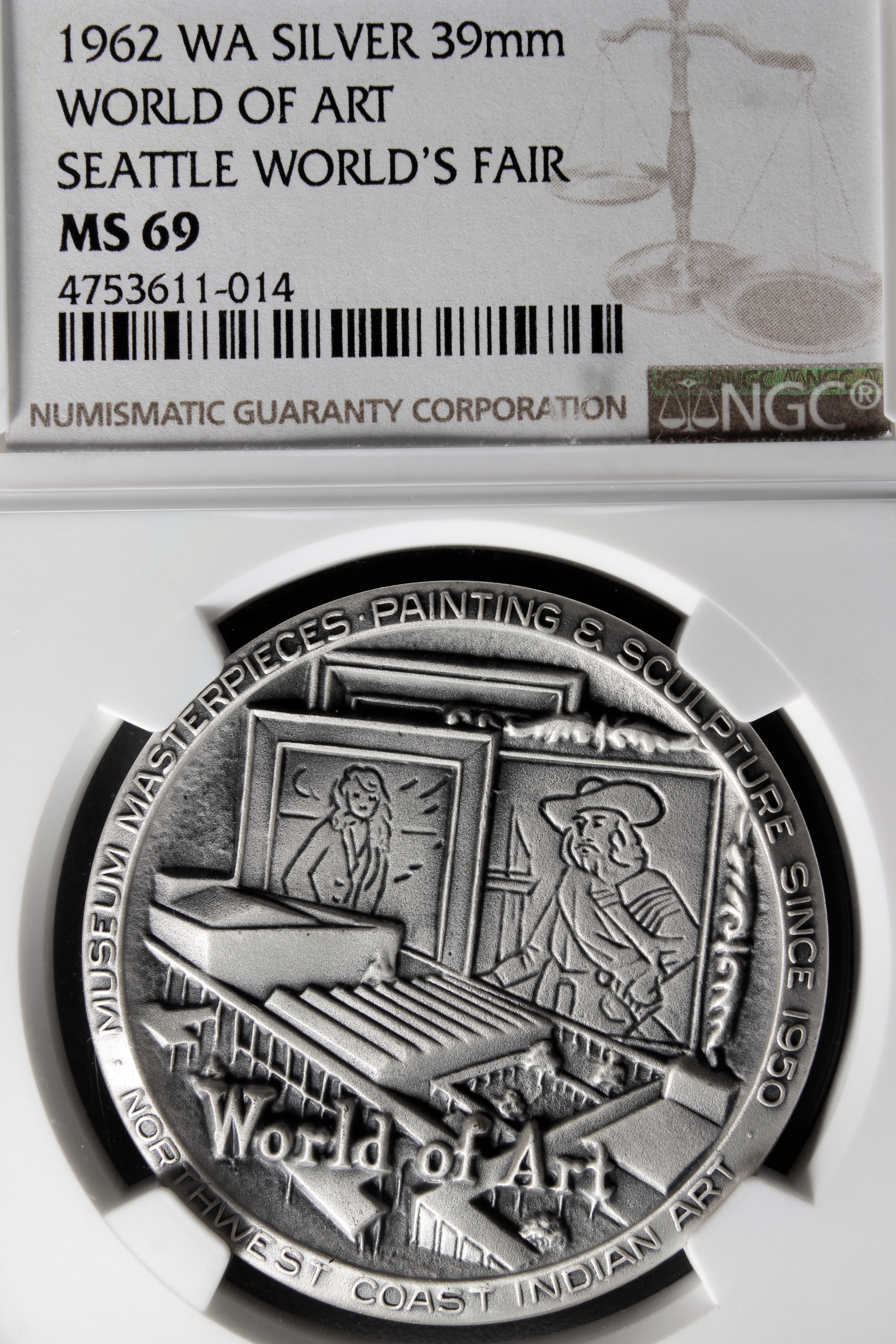 1962 Century 21 Exposition High Relief Silver World of Art SCD
