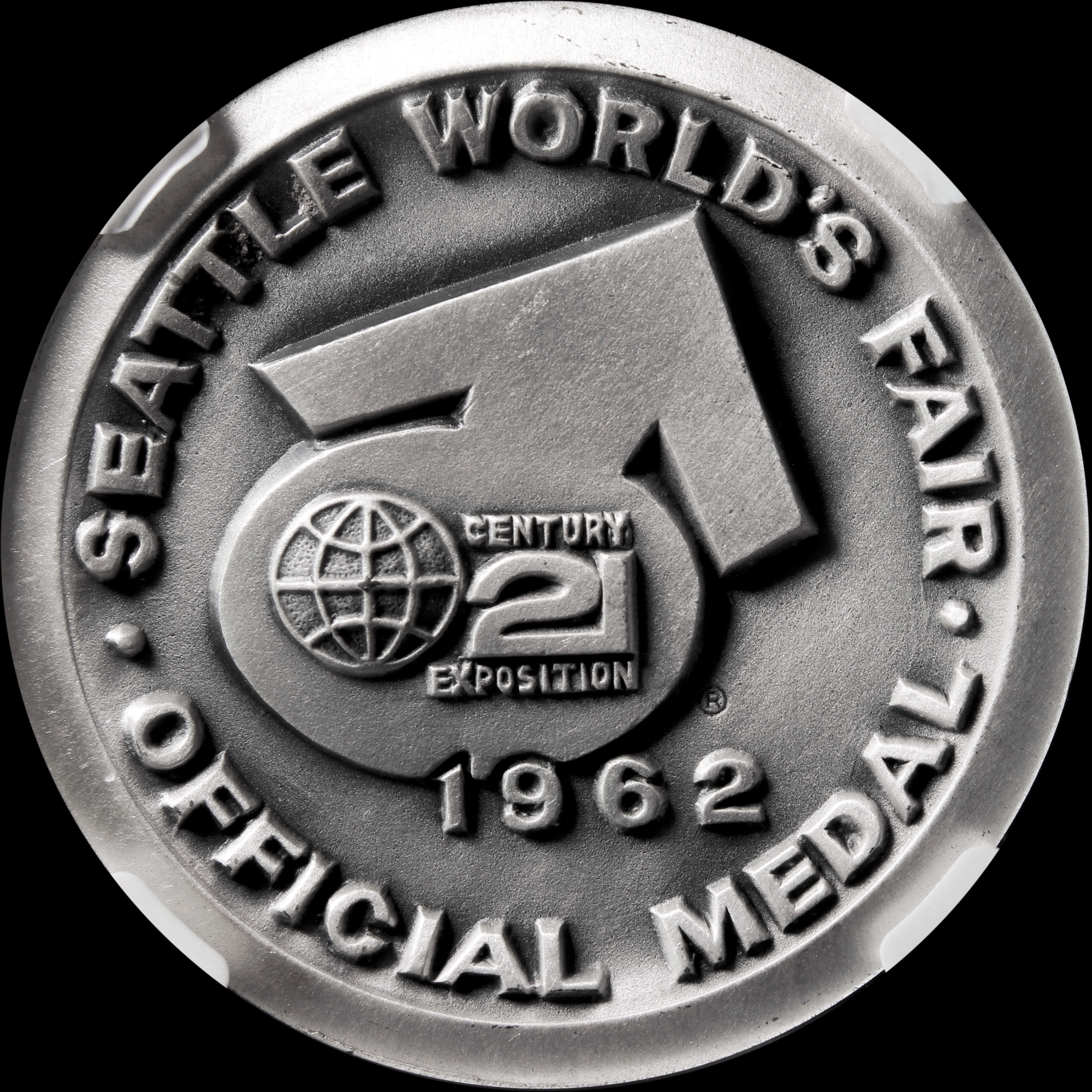 1962 Century 21 Exposition High Relief Silver World of Science SCD