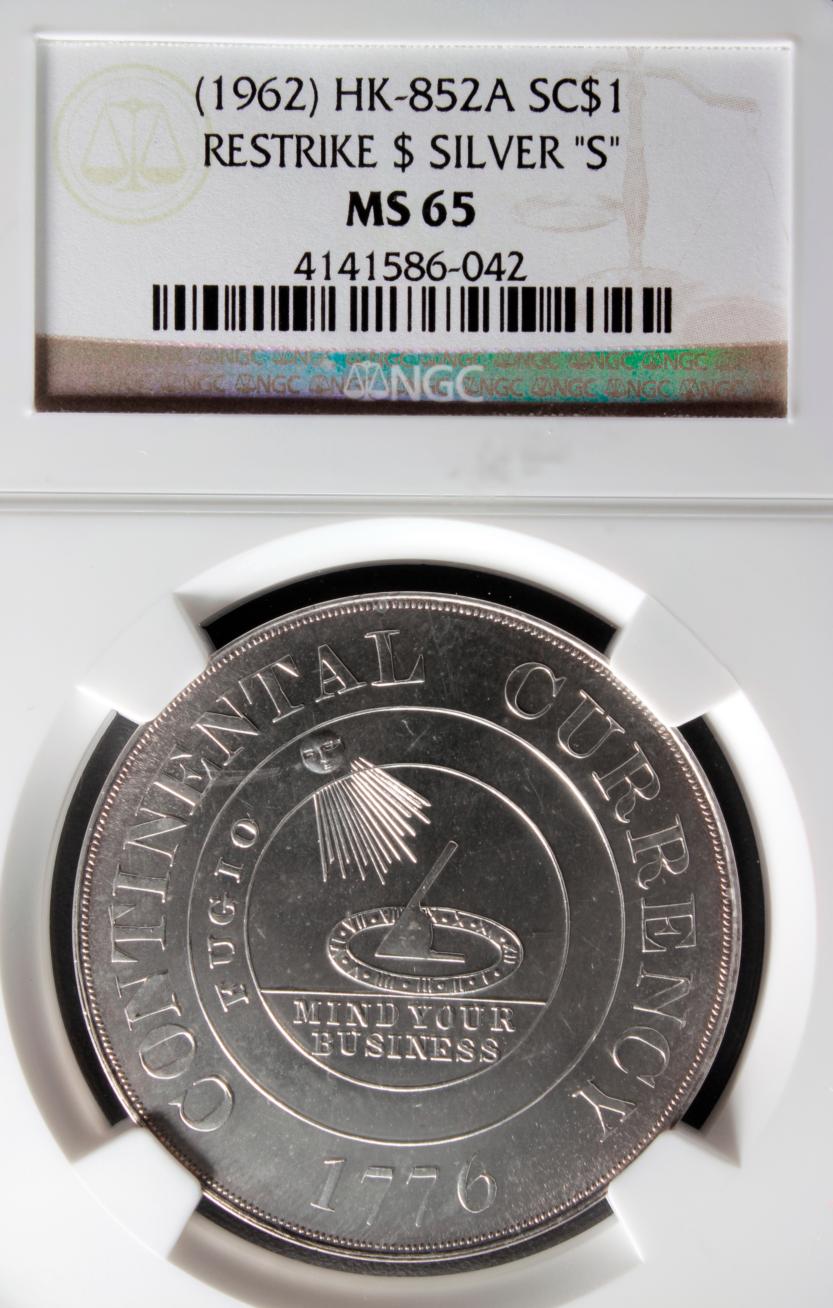 HK-852A 1962 Bashlow Continental Dollar Restrike Silver SCD