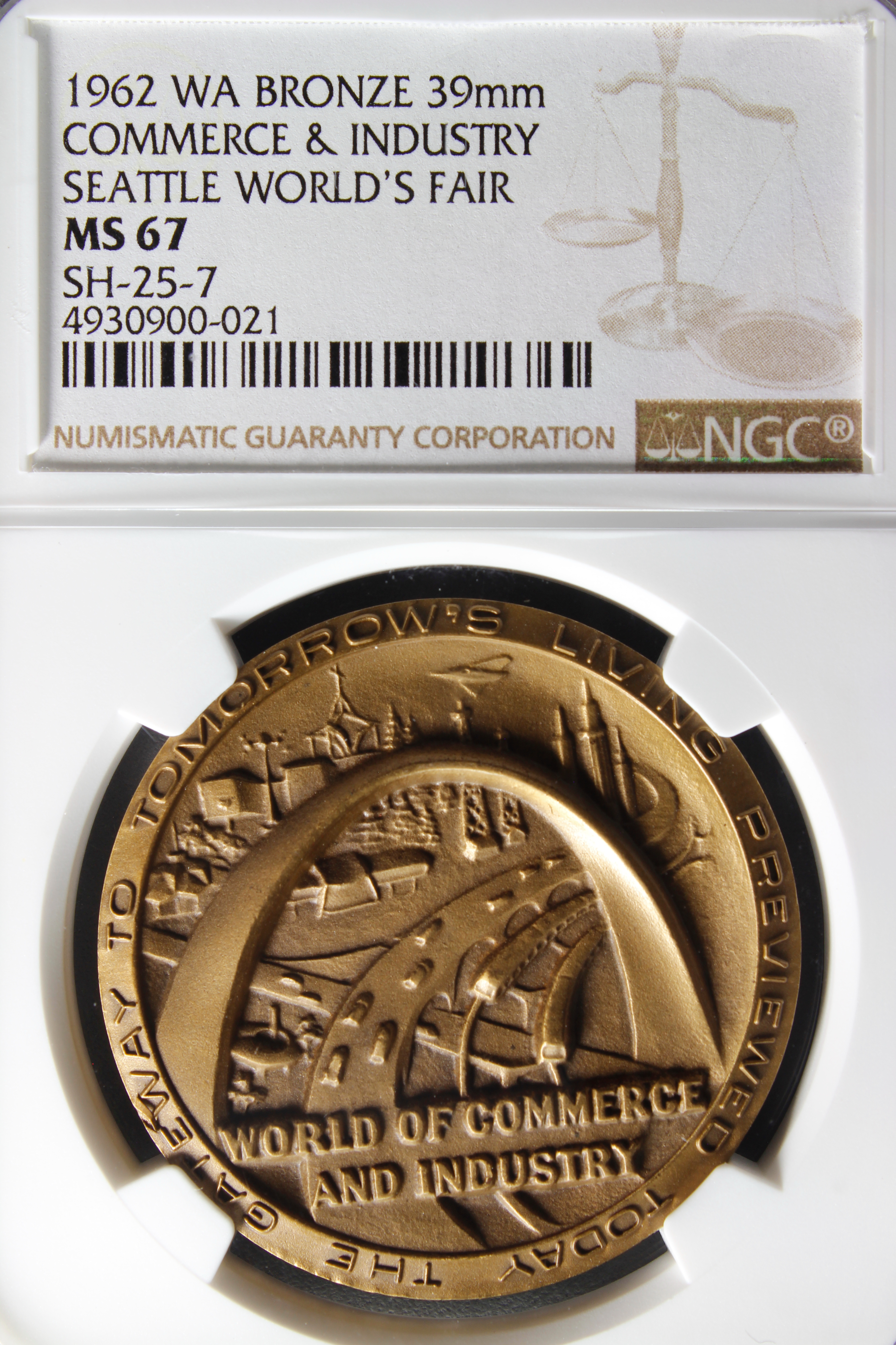 1962 Century 21 Exposition High Relief Bronze Commerce & Industry SCD
