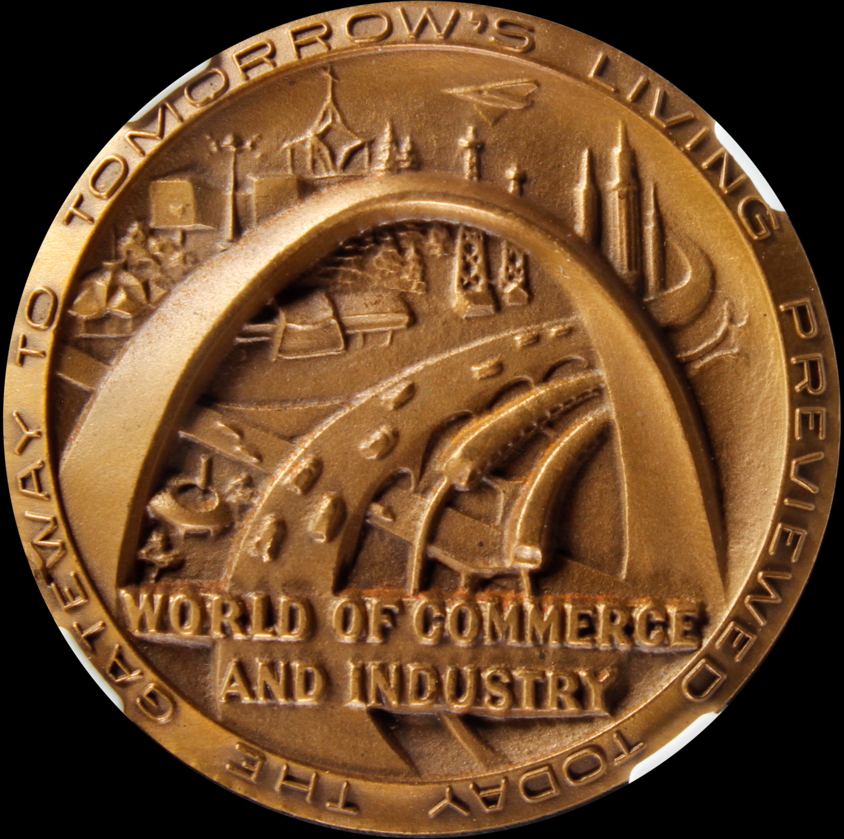 1962 Century 21 Exposition High Relief Bronze Commerce & Industry SCD
