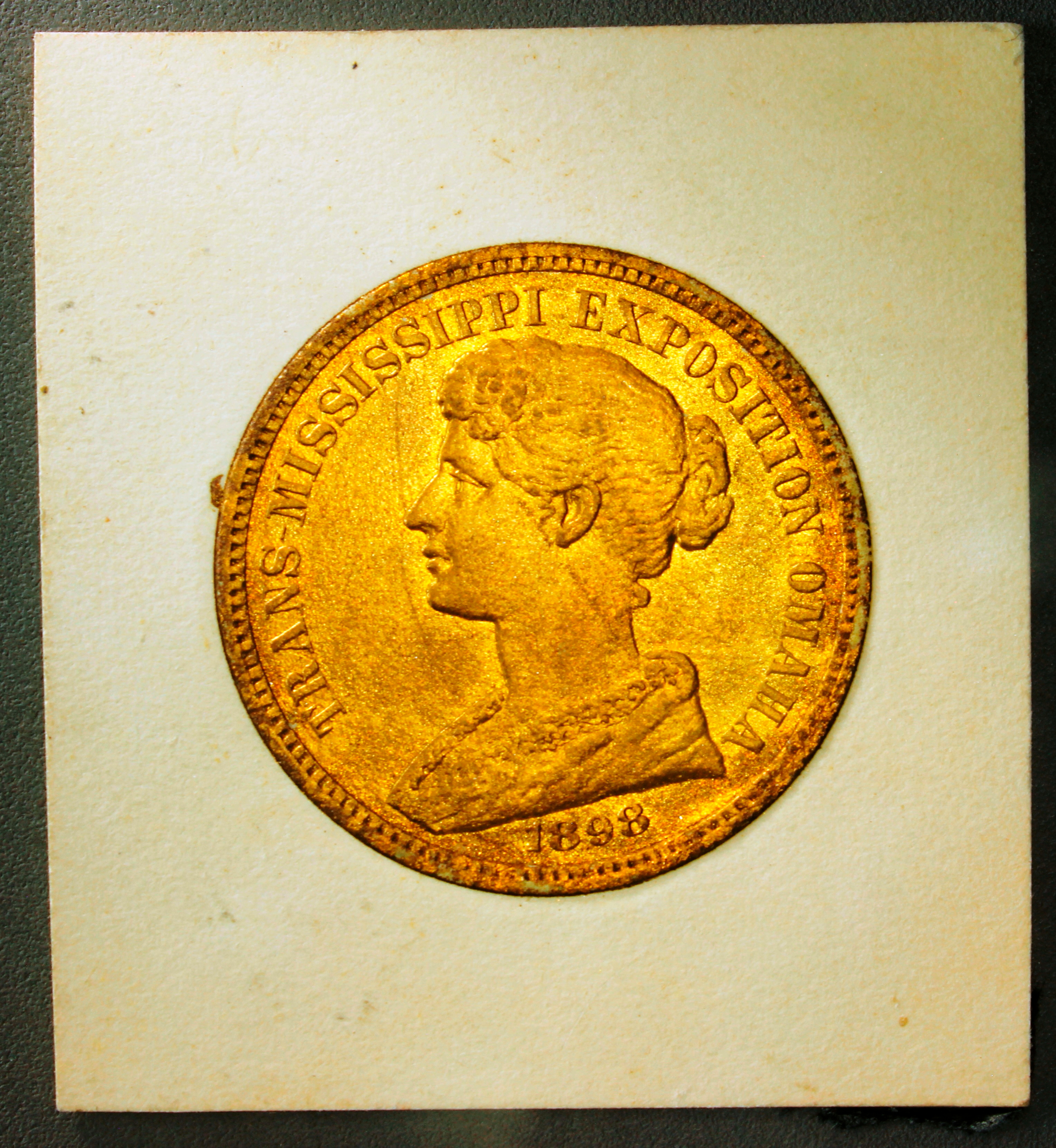 HK-283 1898 Trans-Mississippi Official Gold-Plated embossed card stock