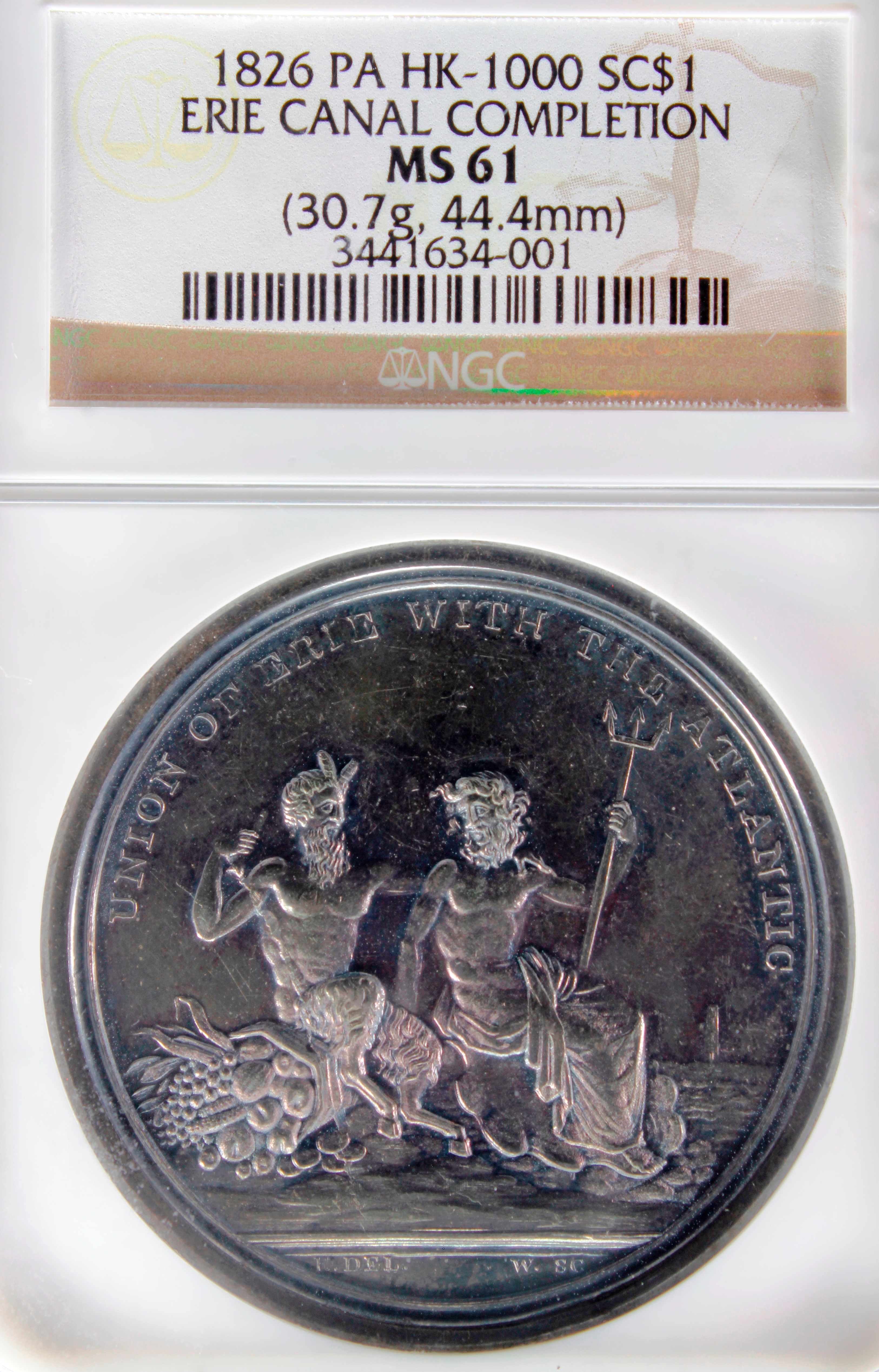 HK-1 1826 Silver Erie Canal Completion SCD HK-1000