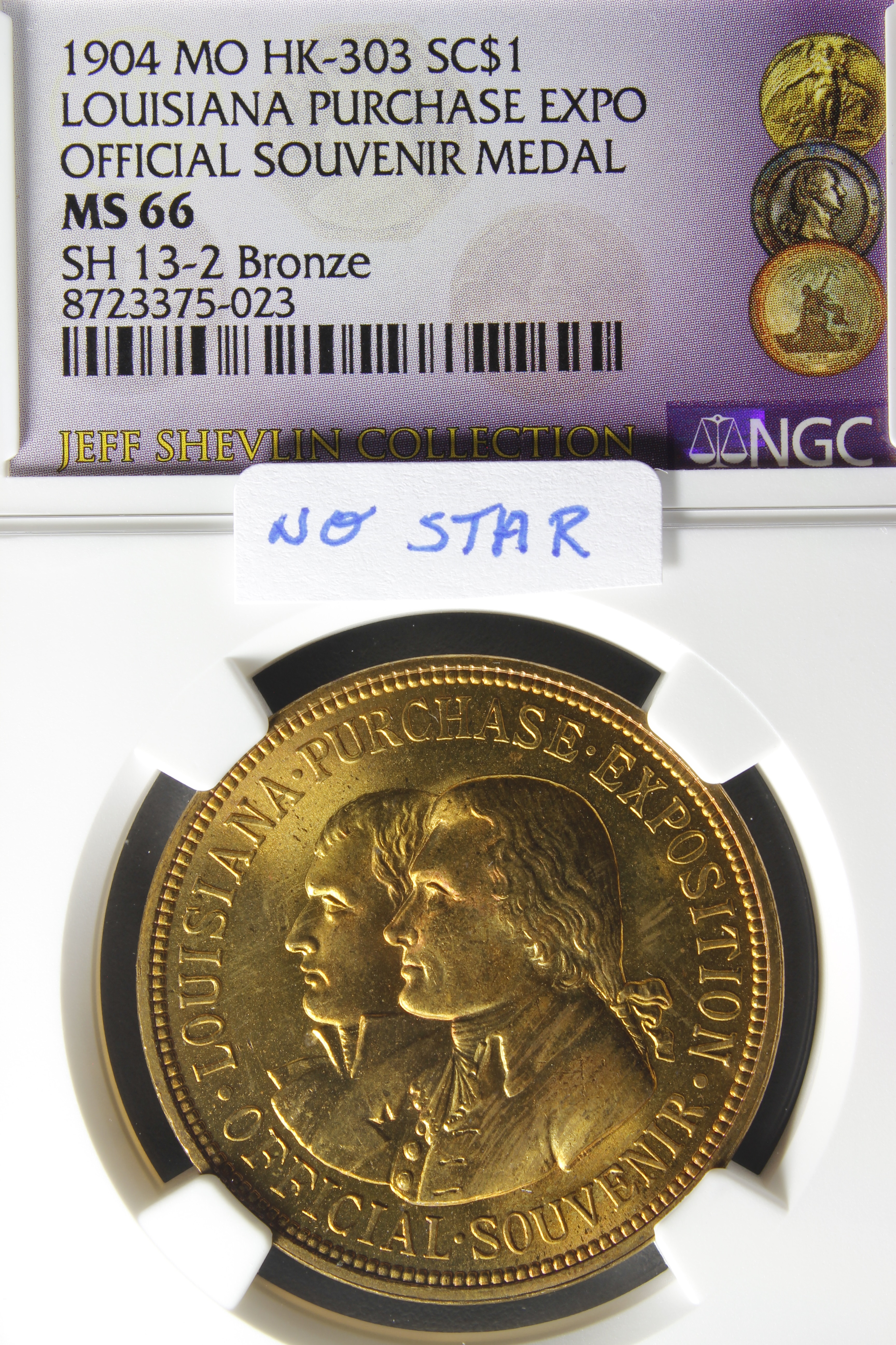 HK-302 1904 Louisiana Purchase Exposition Brass Official SCD – NO STAR variety