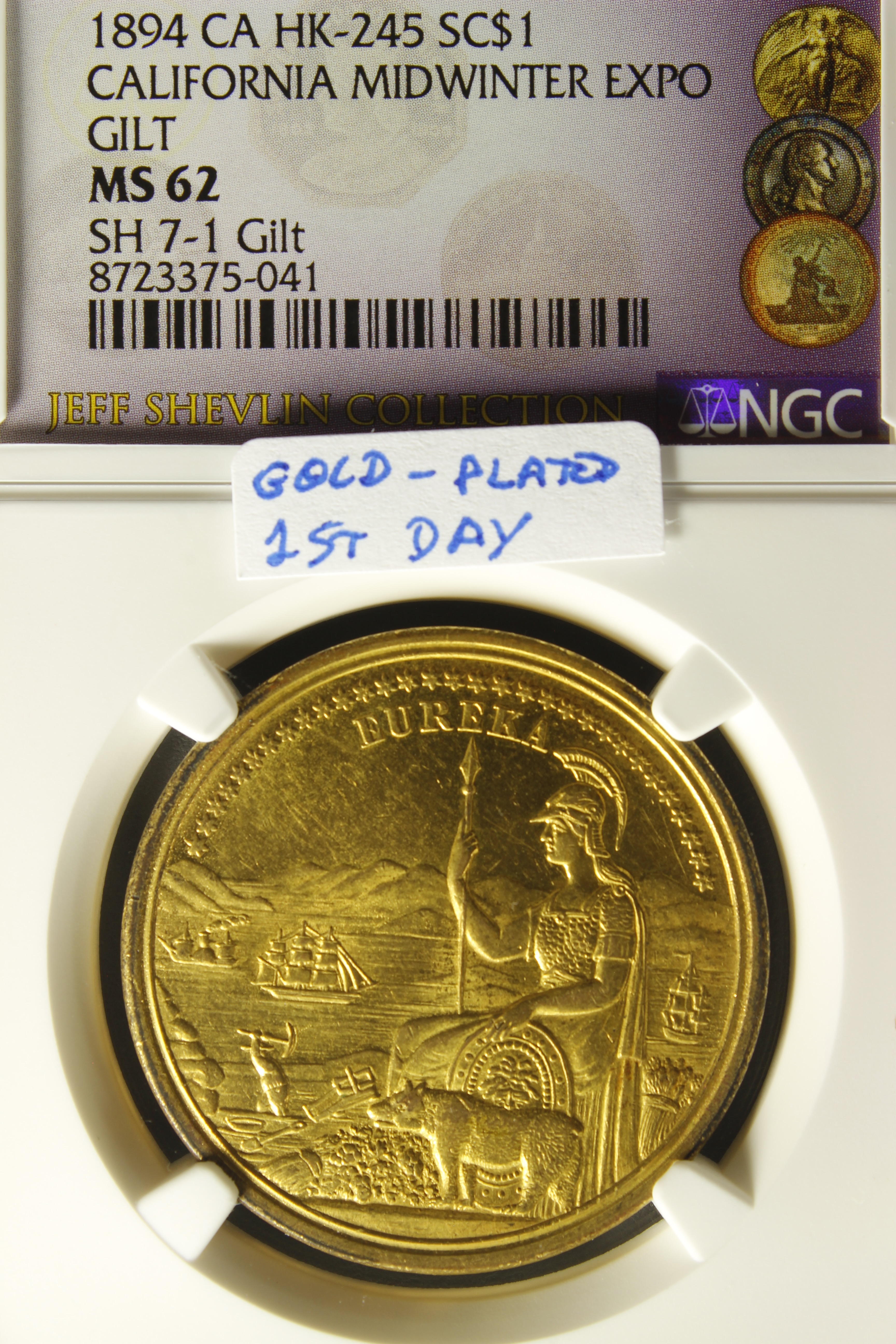 HK-245 1894 California Midwinter Exposition Official Gold-Plated SCD