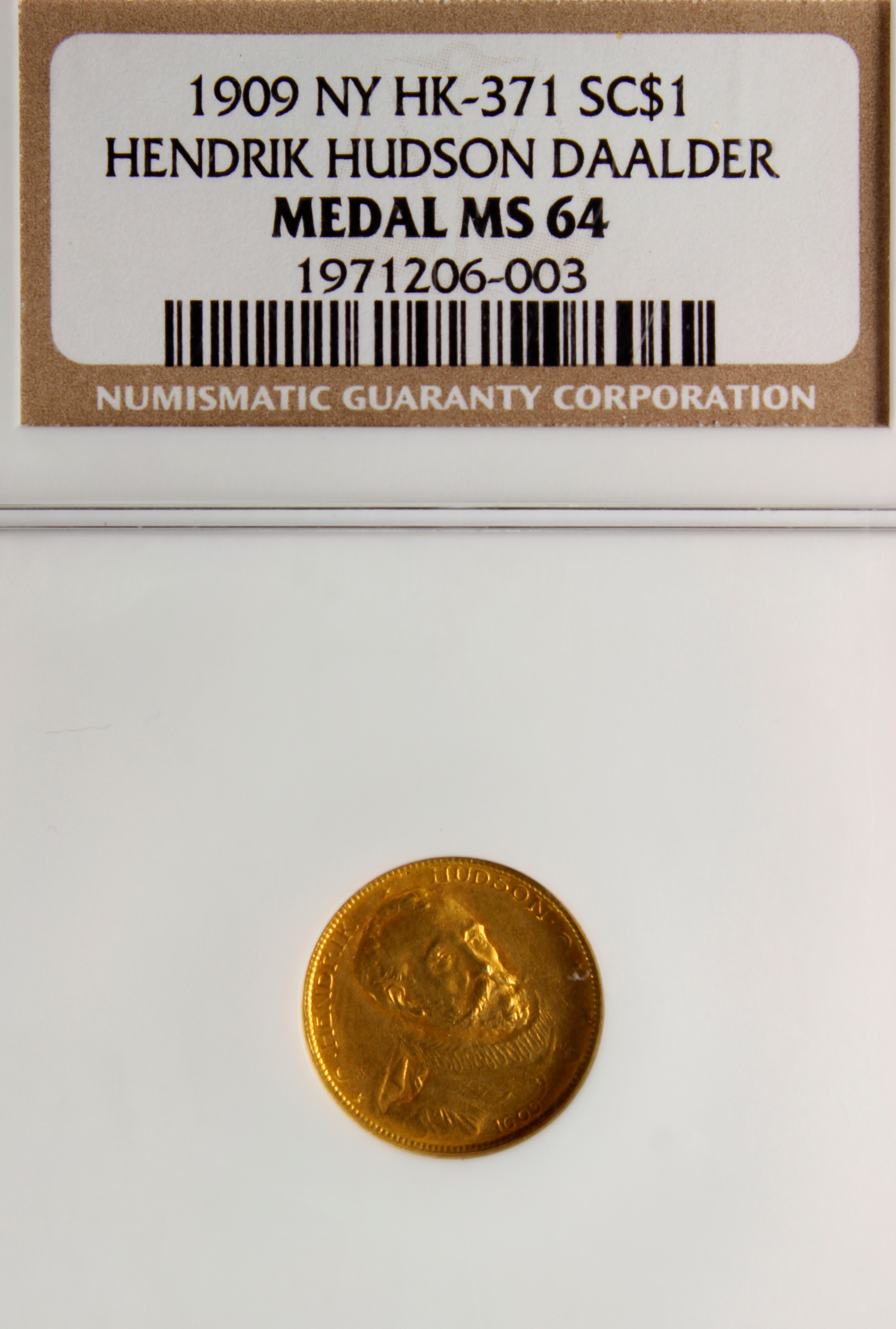HK-371 1909 Hendrik Hudson Daalder SCD – GOLD