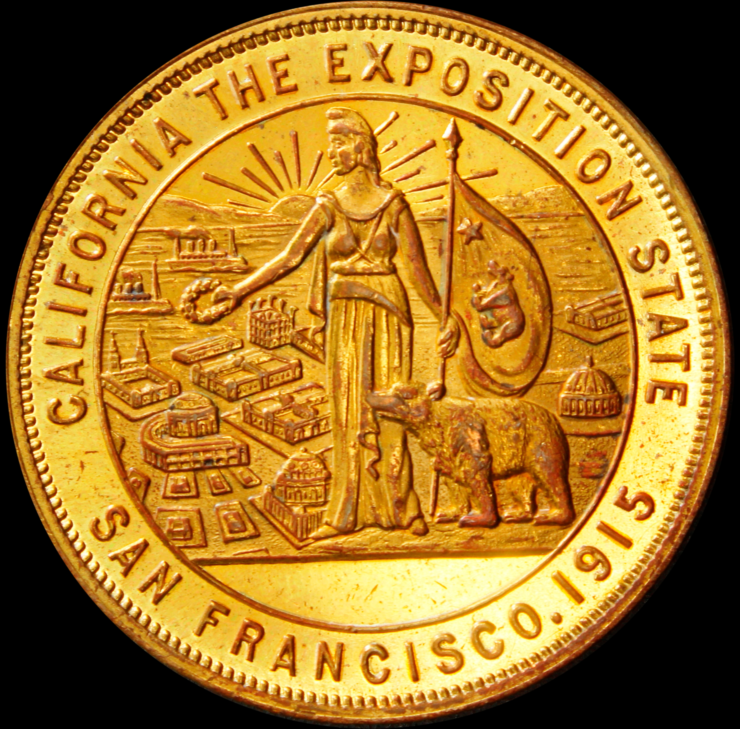 HK-414 1915 Panama-Pacific International Exposition Standing Minerva / Battleship Multiple Portholes SCD