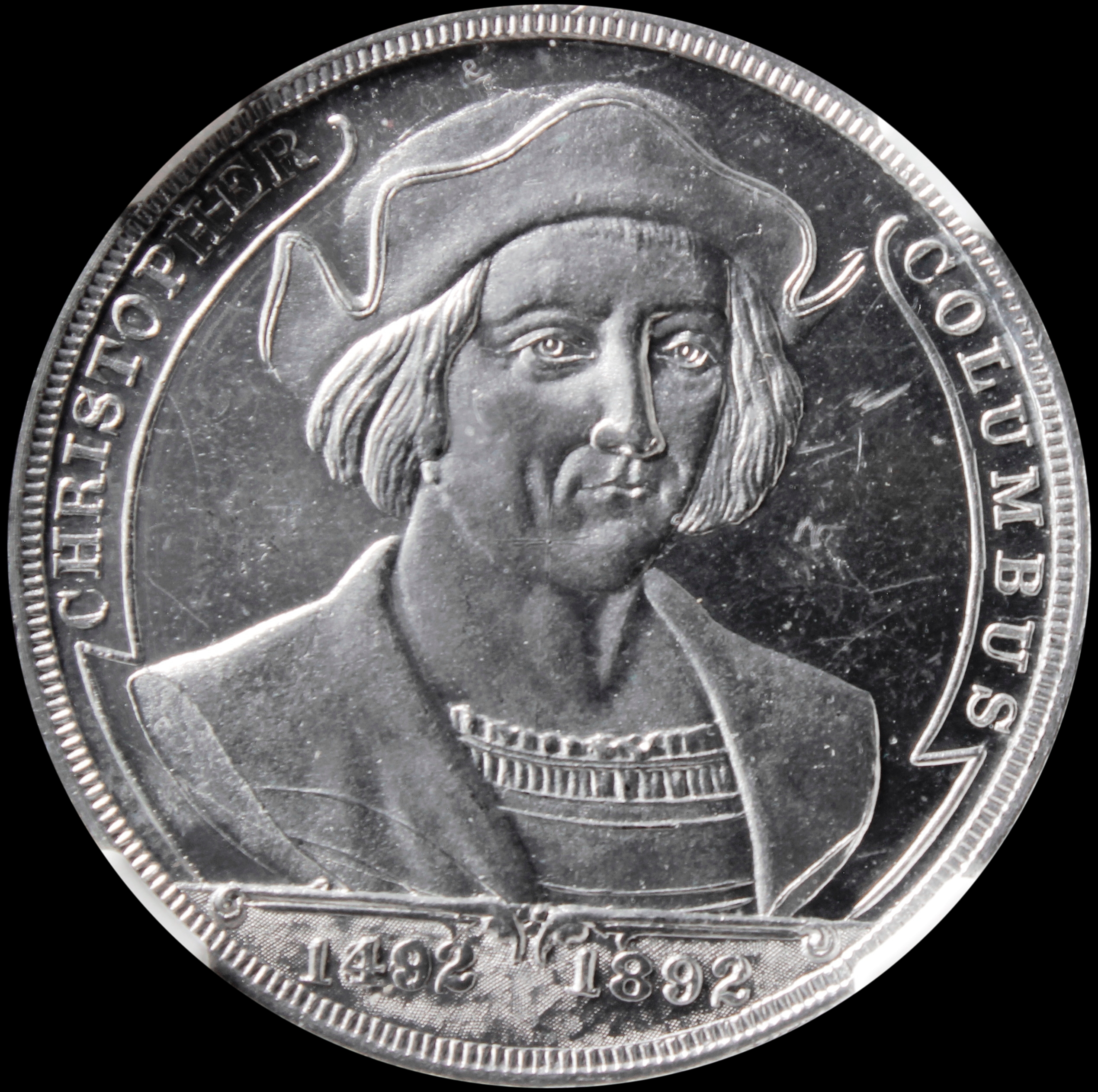 HK-159 1892 Columbian Childs Columbus with Legend in Scrolls / Small Aluminum Wreath SCD