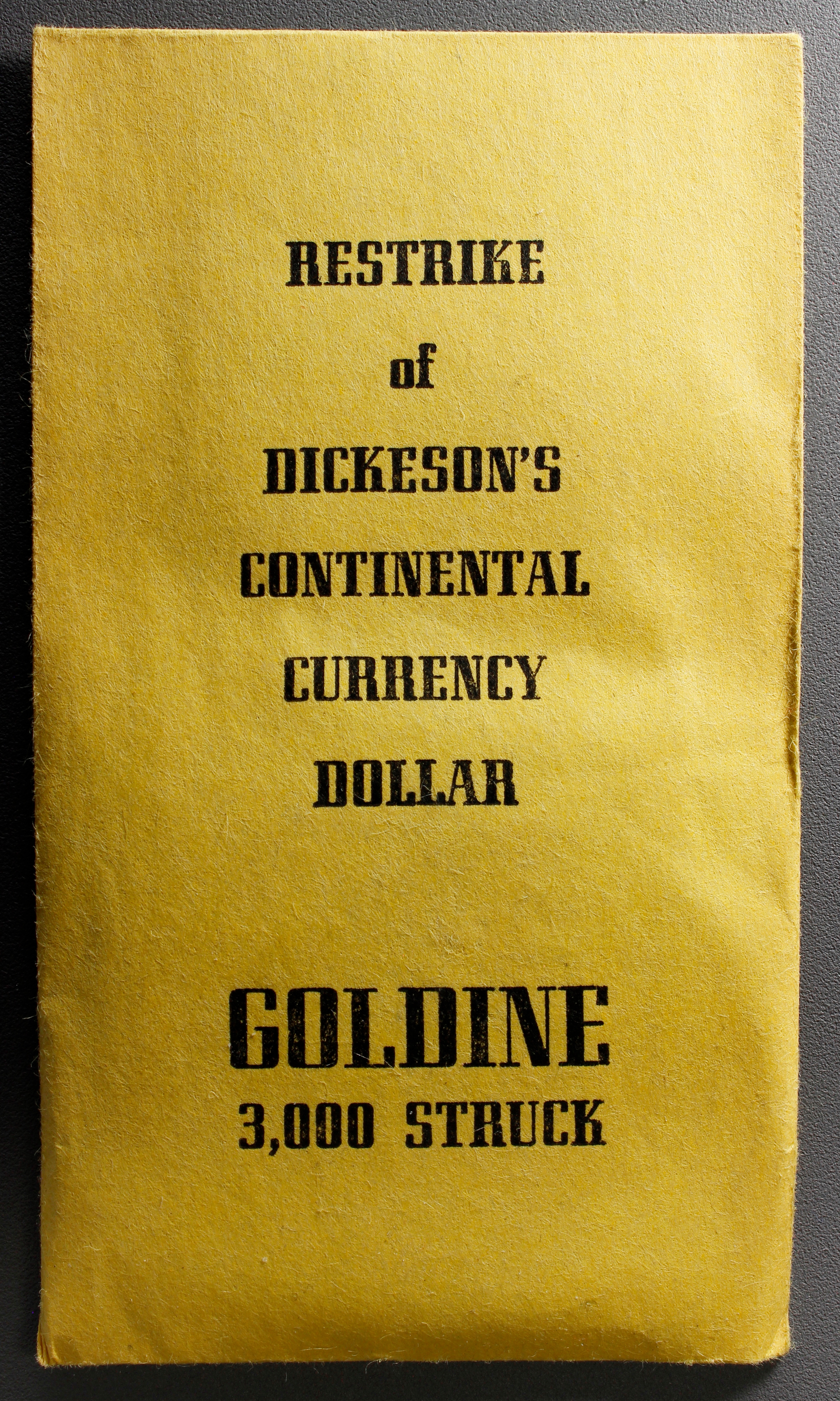 HK-856A 1962 Bashlow Continental Dollar Restrike Goldine SCD with original envelope