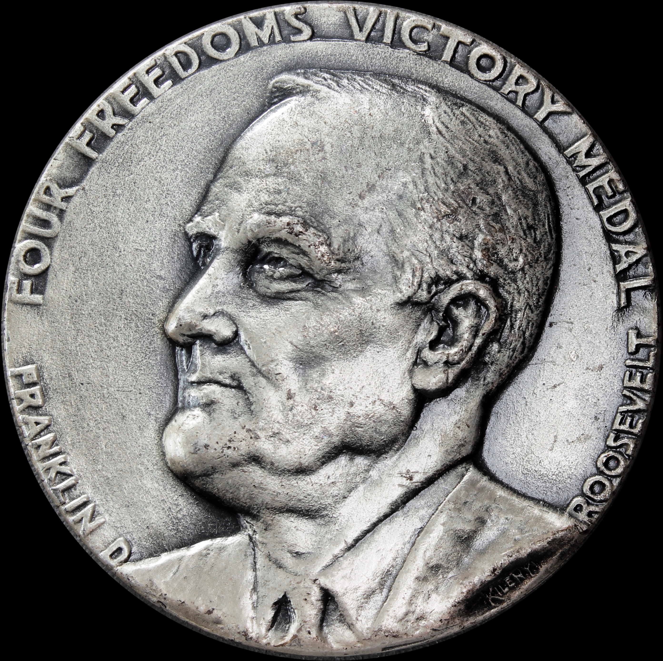 HK-911 1945 Roosevelt Four Freedoms Silver Victory Medal SCD