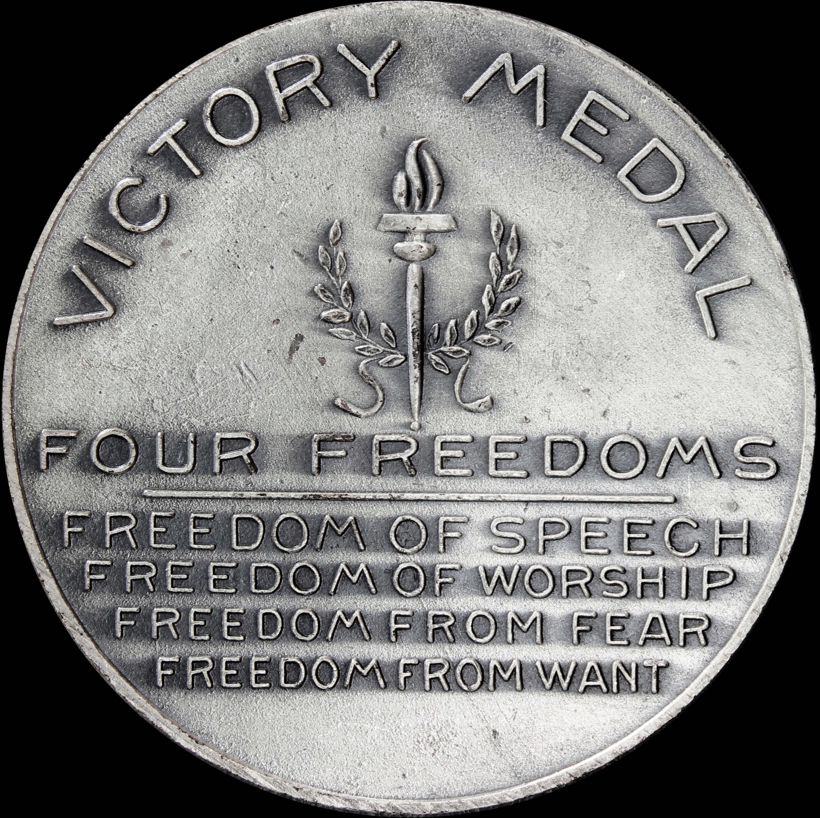 HK-911 1945 Roosevelt Four Freedoms Silver Victory Medal SCD