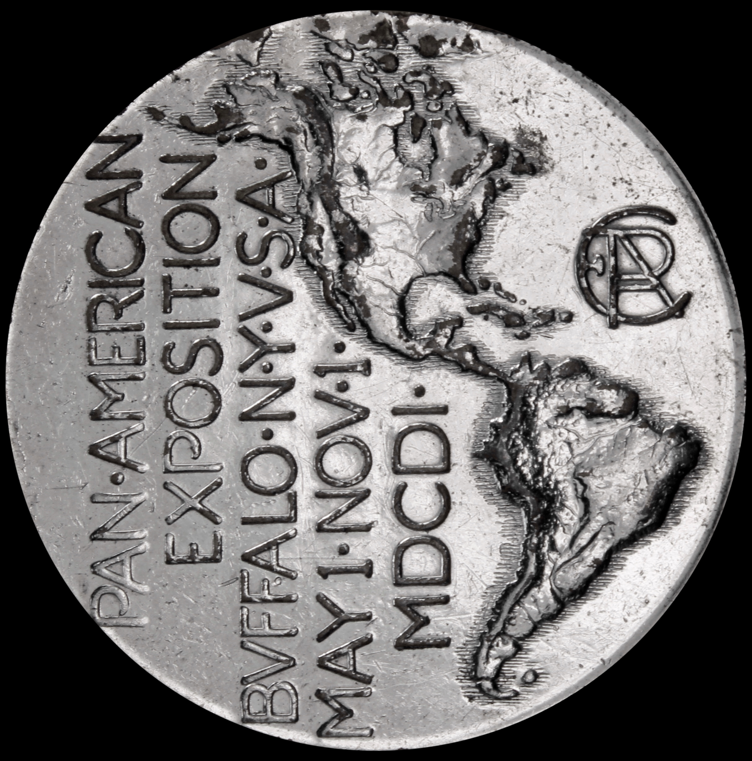 HK-287 1901 Pan-American Exposition Official Medal Silver-Plated SCD