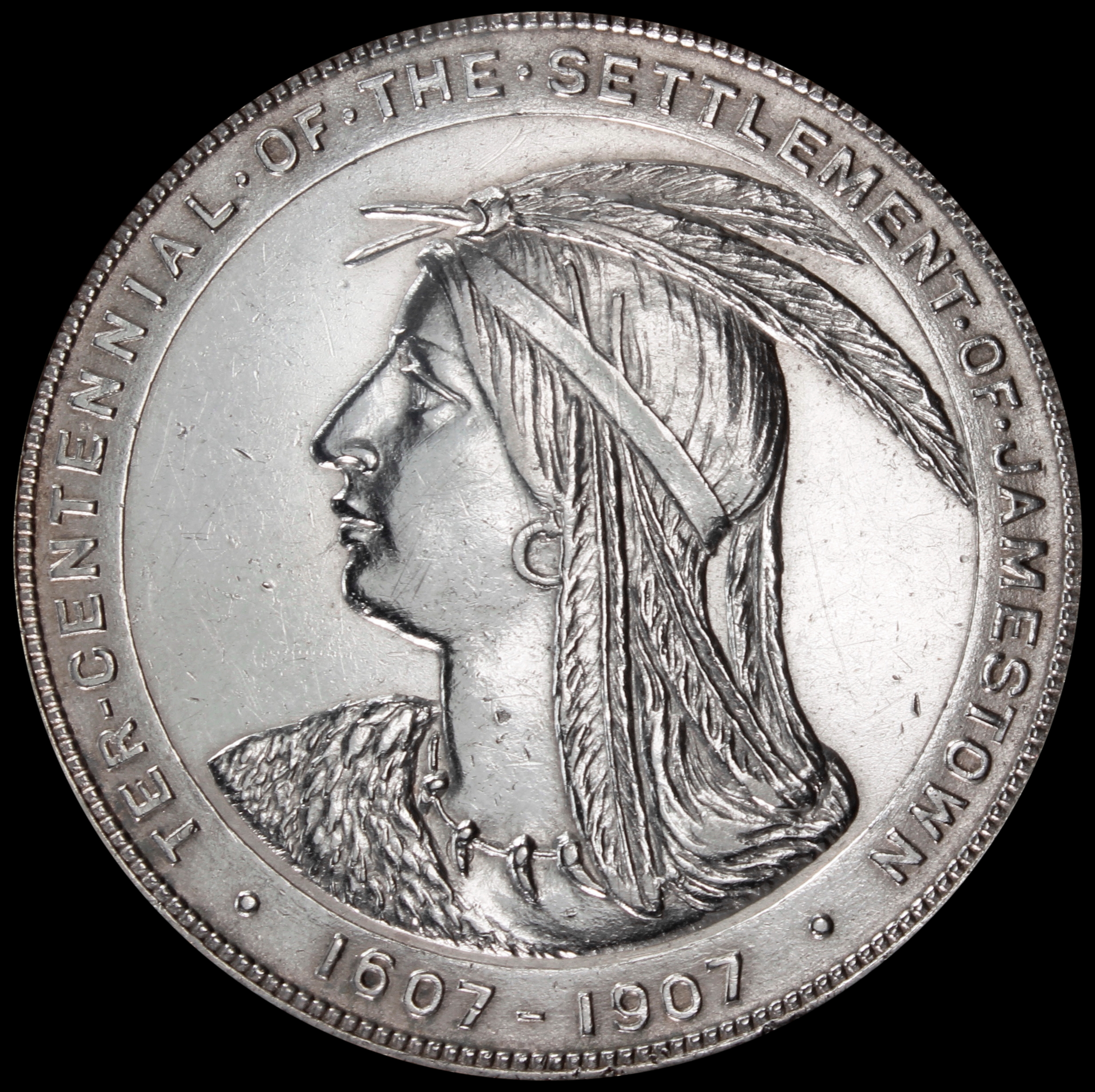 HK-344 1907 Jamestown Ter-Centennial Exposition Pocahontas Official SCD