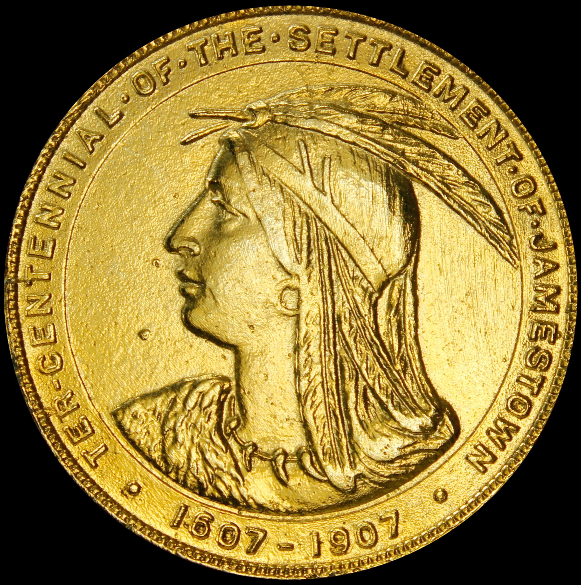 HK-347 1907 Jamestown Tercentennial Exposition Official Gold-Plated Electrotype SCD