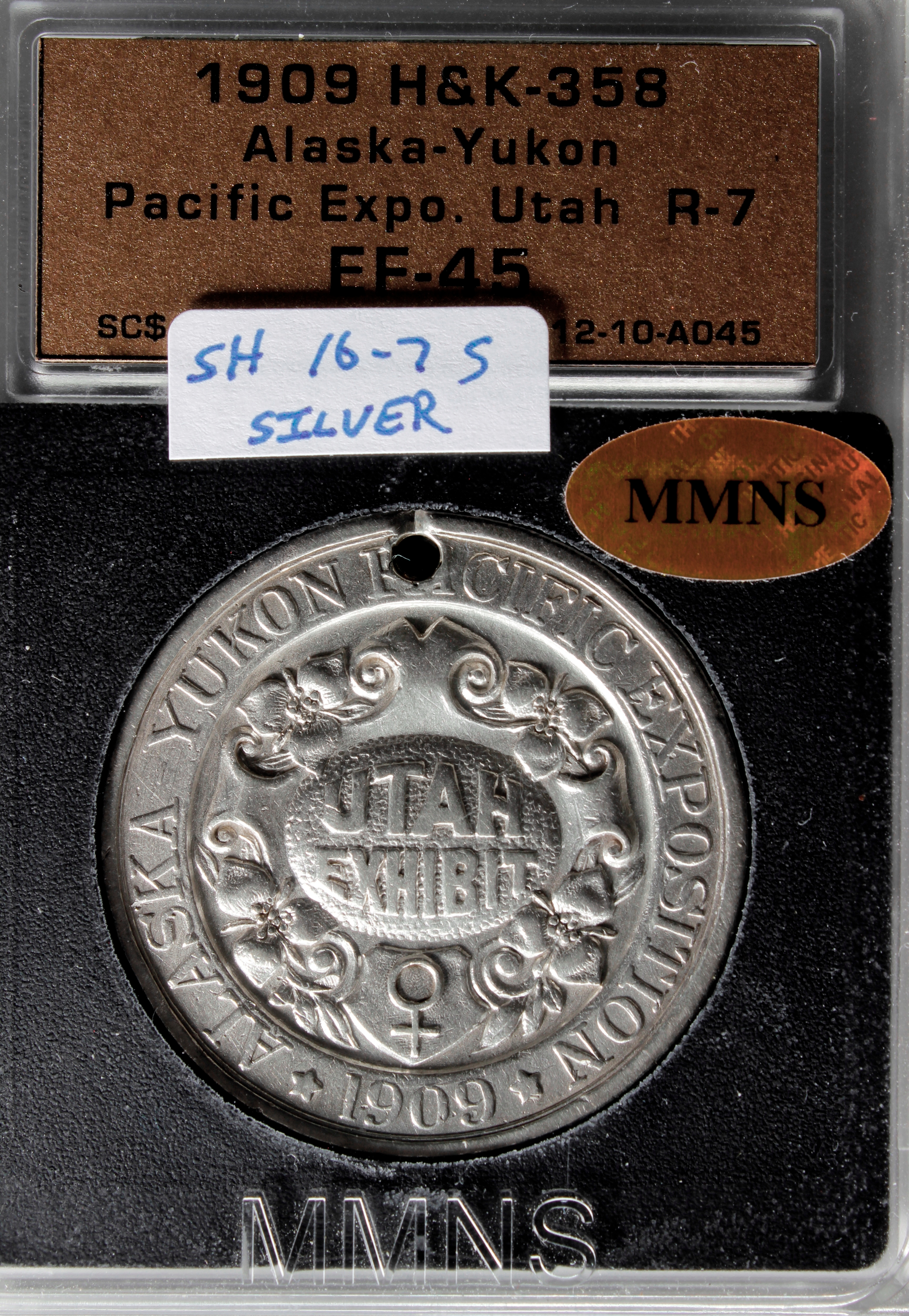 HK-358 1909 Alaska-Yukon-Pacific Exposition SILVER Utah Exhibit SCD