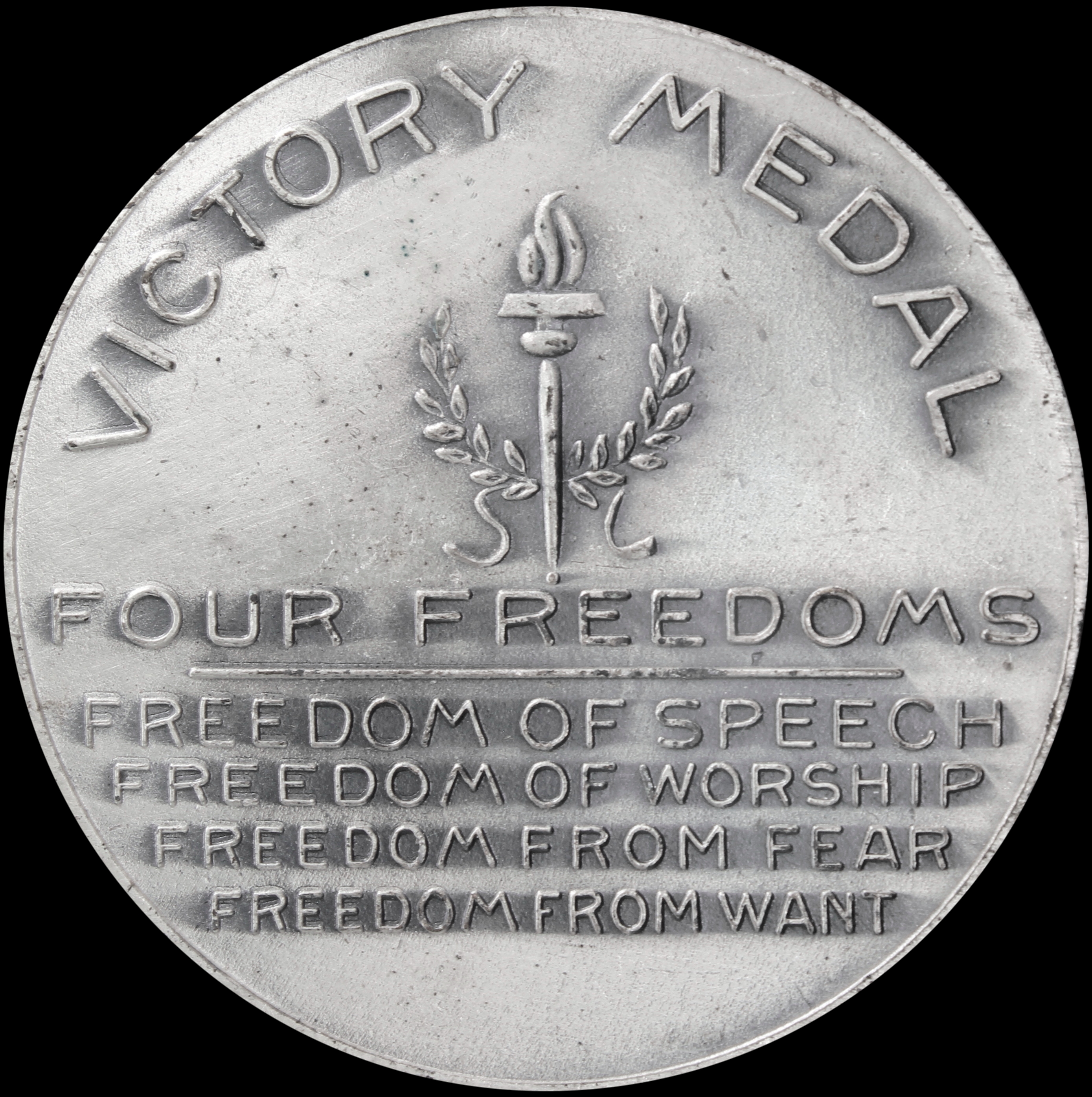 HK-911 1945 Roosevelt Four Freedoms Silver Victory Medal SCD